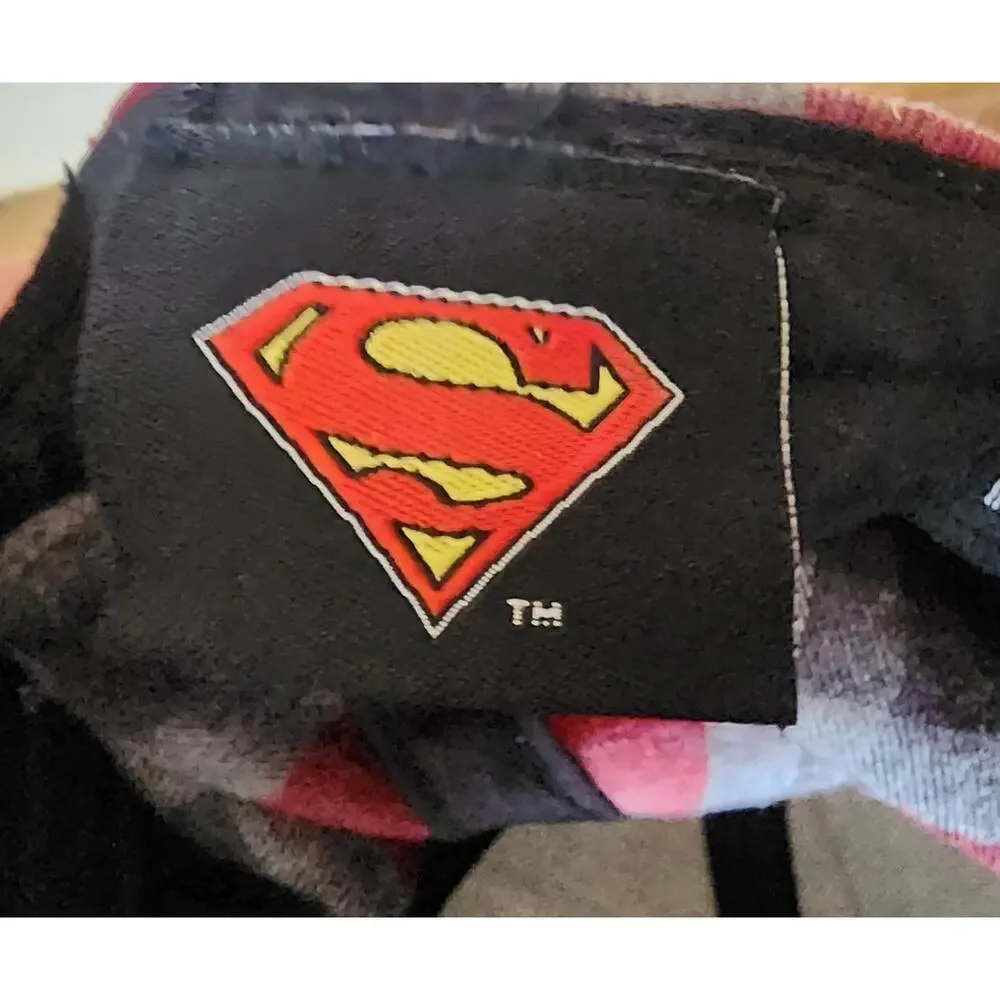 DC Comics Superman Hat L/XL Plaid Red Black Gray White Flat Bill Cap Men's